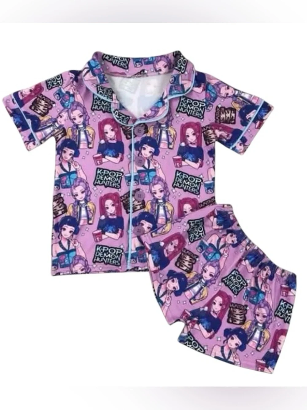 New K-Pop Demon Hunters Girls Shorts Pajama Set Huntrix Mira Rumi Zoey Boutique